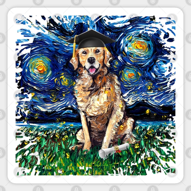 Golden Retriever Night Graduation splash version Sticker by sagittariusgallery